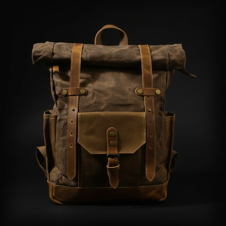Retro Rucksack mit Kontrastfarben – Wasserdichter Vintage Daypack