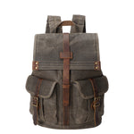 Oil Wax Canvas Rucksack mit Echtleder – Vintage Laptoprucksack