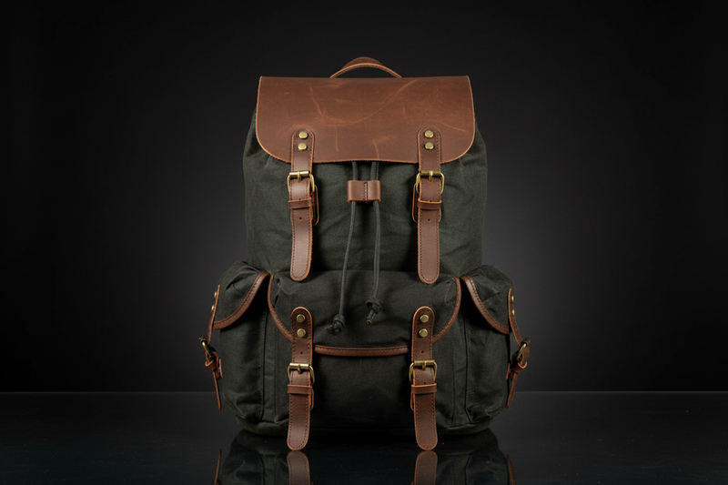 Studenten-Rucksack im Retro-Stil – Oil Wax Canvas Bag