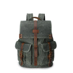 Oil Wax Canvas Rucksack mit Echtleder – Vintage Laptoprucksack